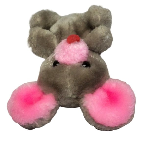 Vintage Mary Meyer Stuffed Animal Mouse Plush Gray with Pink Ears and Nose 6" - Picture 5 of 7